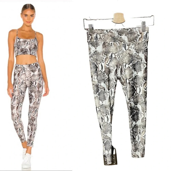 KORAL Lustrous High-rise Leggings Diamond‎ Back Brown Snakeskin Size Small - Picture 1 of 10